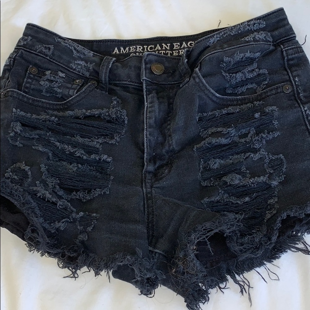 Ripped black American Eagle shorts